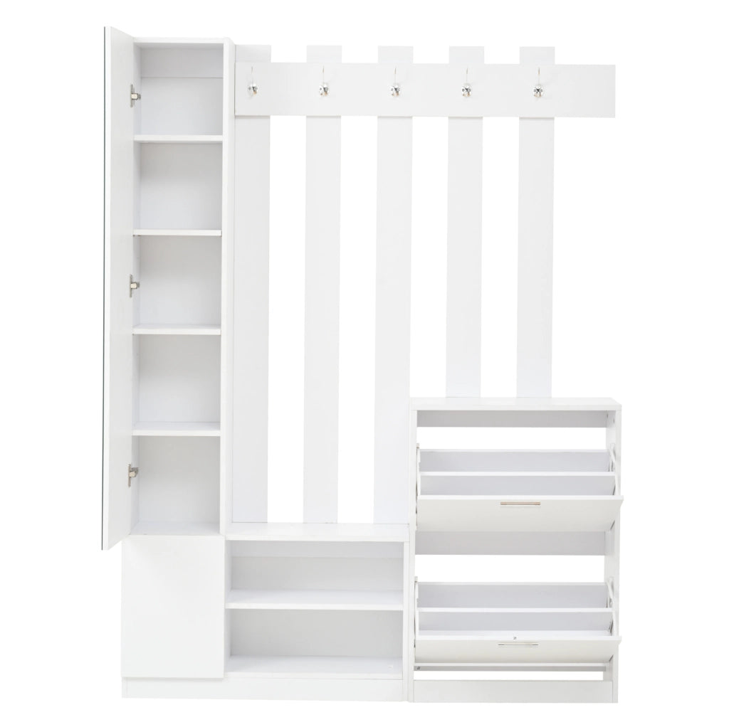 ARMADIO guardaroba ingresso con specchio 135x25x180 cm bianco