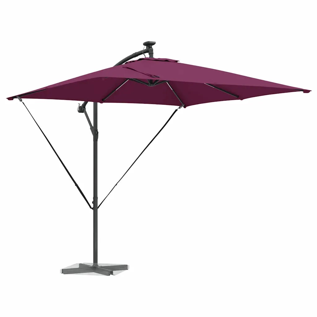 Ombrellone con strisce LED-Ombrello da giardino Rosso Bordeaux 249 x 249 x 250 cm