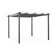 3x3m pergola, alluminio, copertura scorrevole, grigio