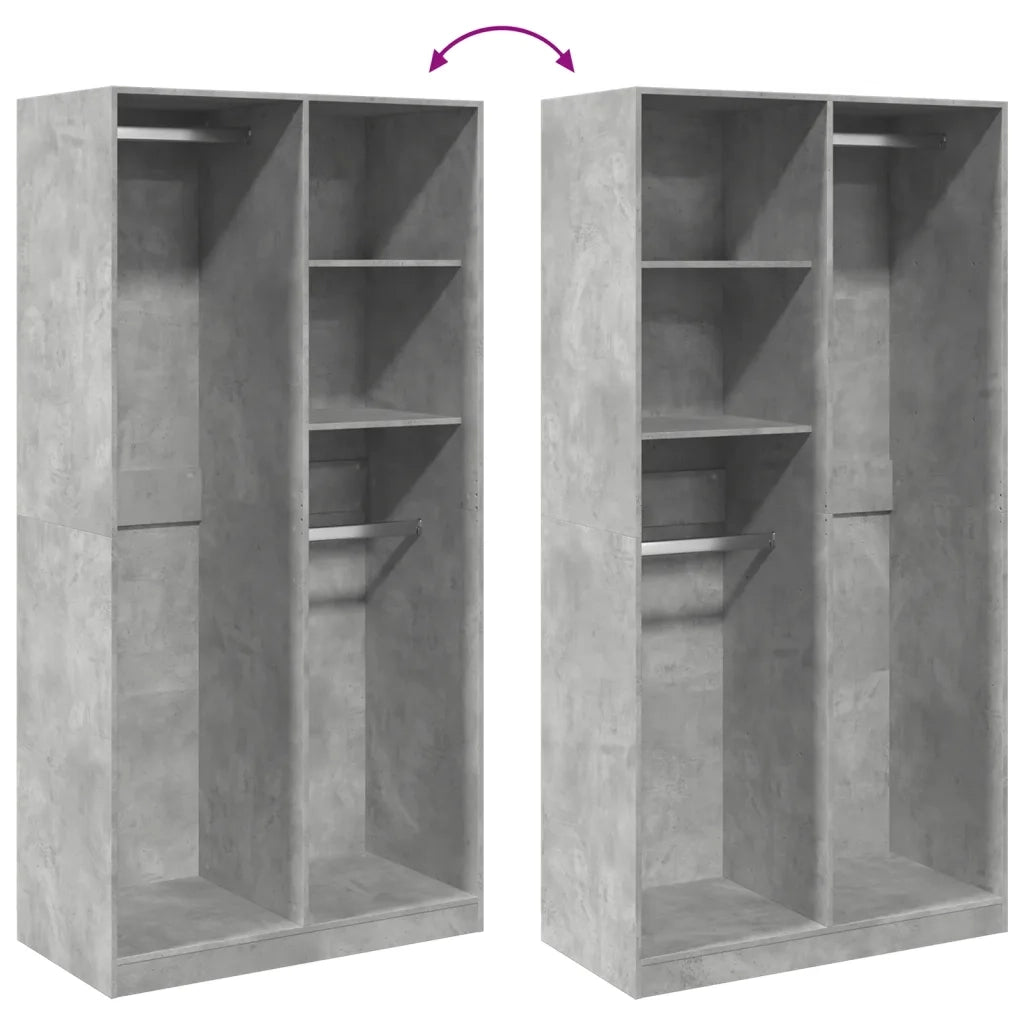 Armadio Grigio Cemento 100x50x200 cm in Legno Multistrato