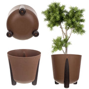 Vaso da fiori KADAX, coprivaso, con gambe, con inserto, moderno, marrone, 30 cm