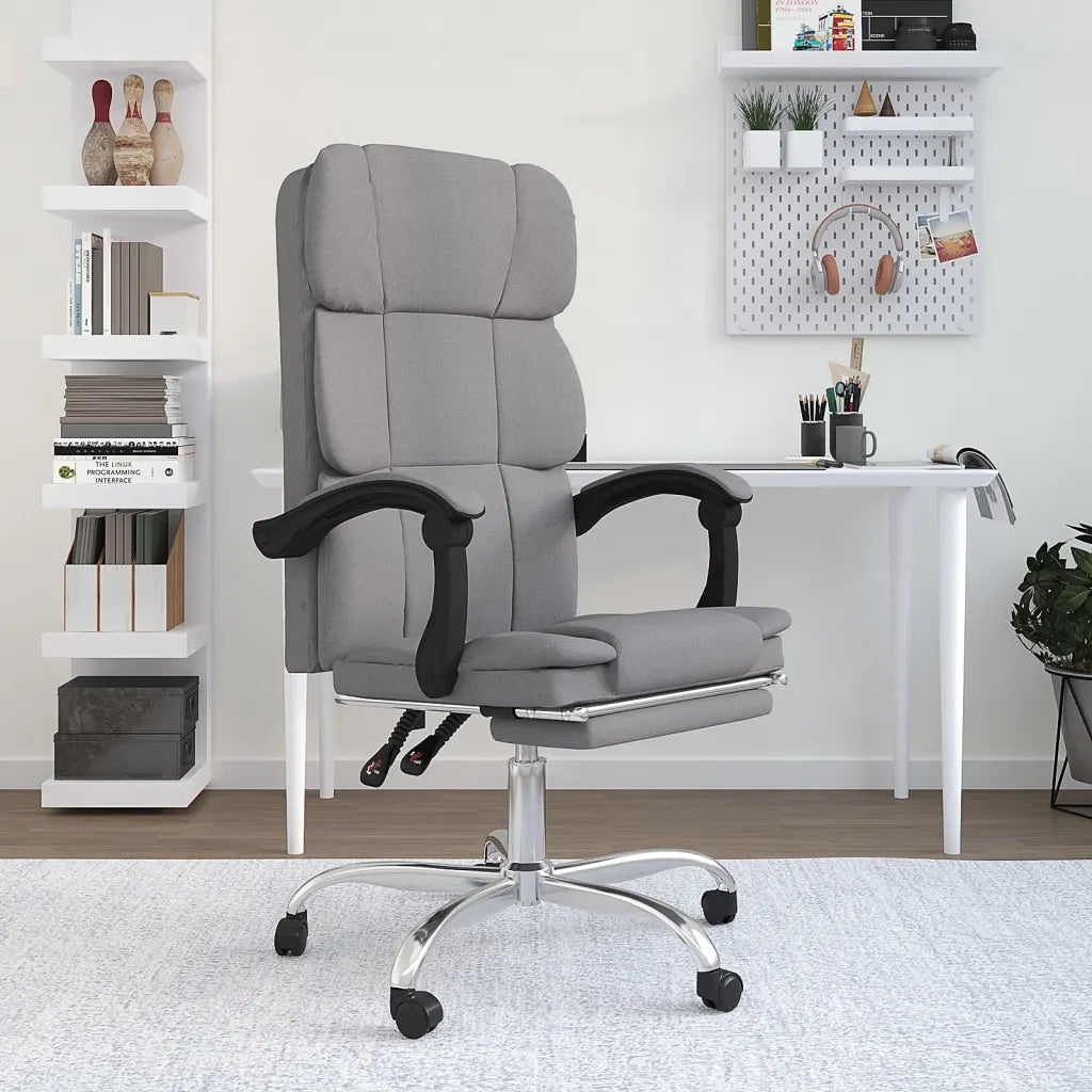 Poltrona da Ufficio Reclinabile Grigio Chiaro in Tessuto 349627