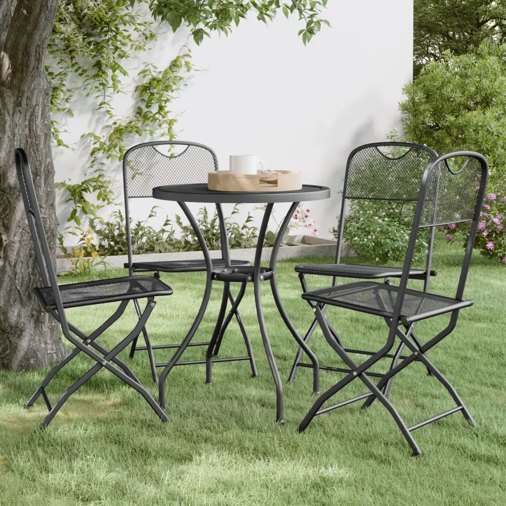 Sedie Giardino Pieghevoli 4 pz Rete Metallica Espansa Antracite 317339