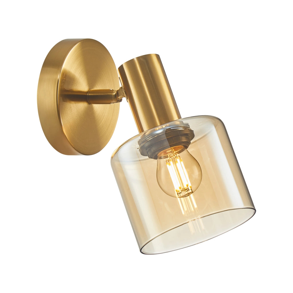 Applique moderna ottone vetro ambra E27 40W Santia Italux