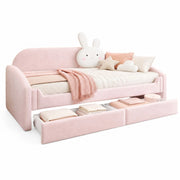 Letto per bambini 90x200 cm con 2 cassetti; LED e schienale con cuscino a coniglio; rosa