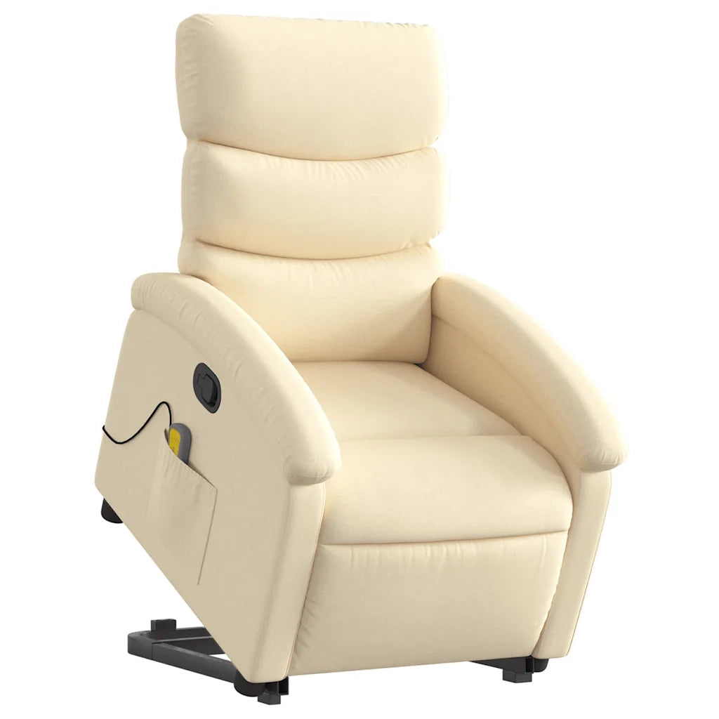Poltrona Alzapersona Massaggiante Reclinabile Crema in Tessuto 3203999