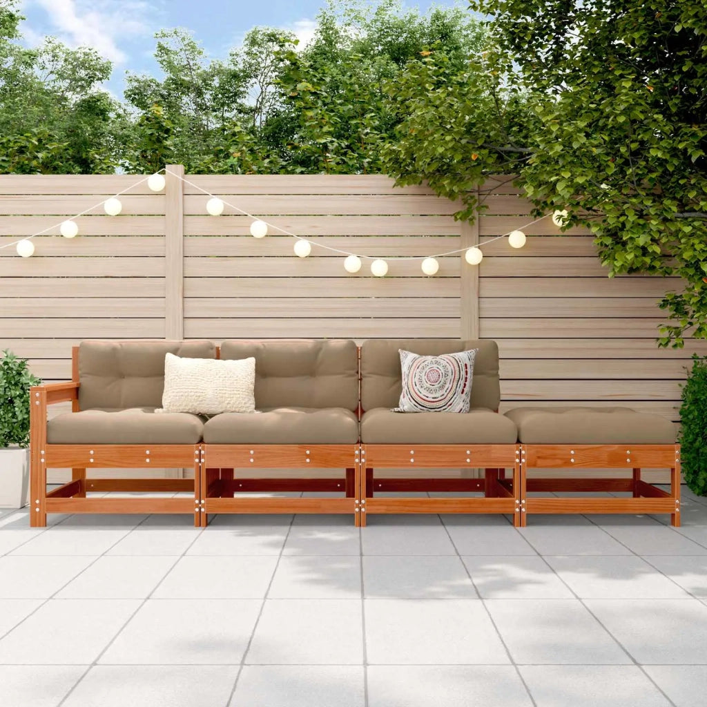 Salotto da Giardino-Divano componibile Sezionale Marrone Cera 252 x 62 x 70,5 cm