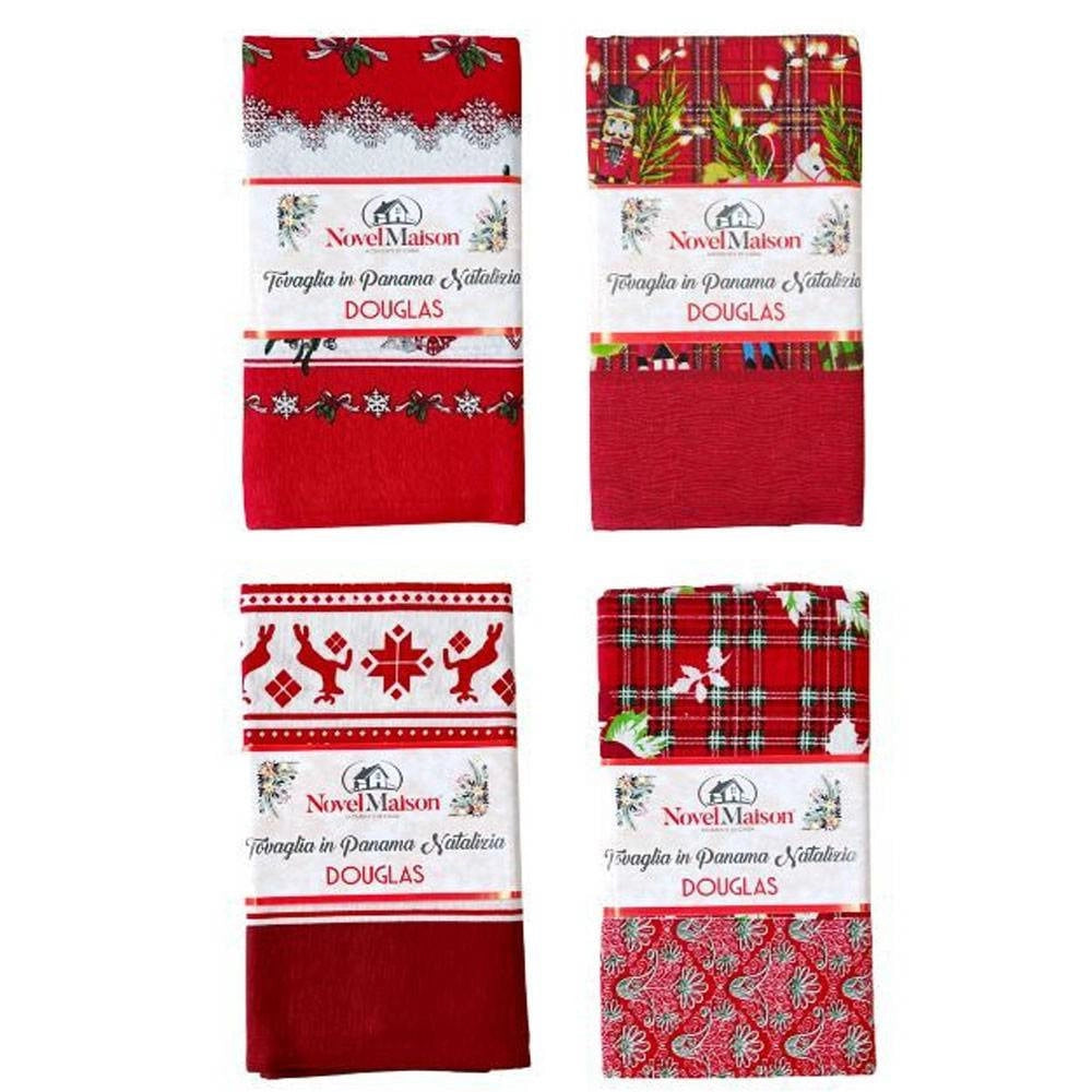 Trade Shop - Tovaglia Natalizia Tessuto Panama Resistente Tema Natale Varie Fantasie 12 Posti -