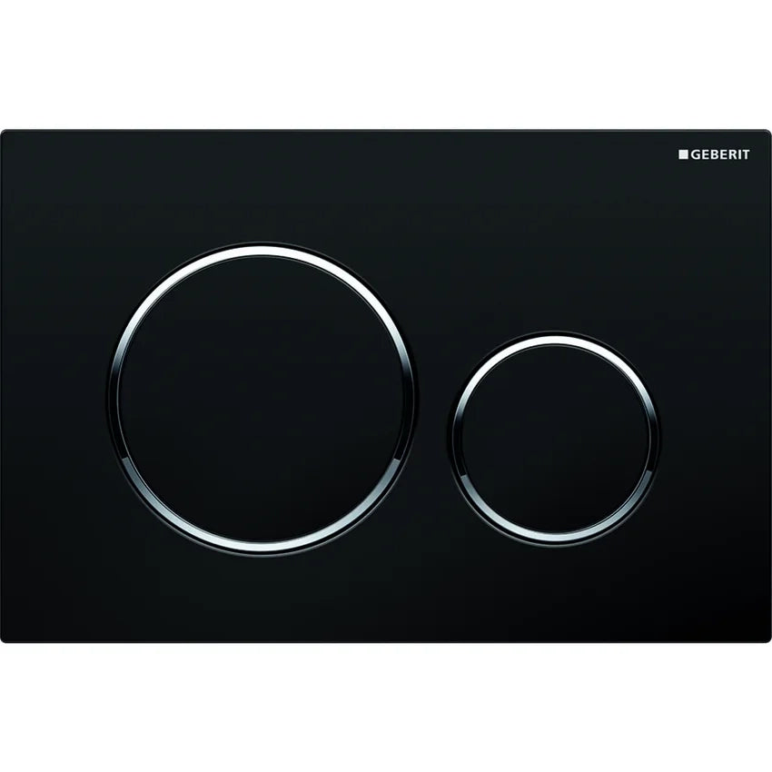 PLACCA DI COPERTURA 2 TASTI SIGMA 20 GEBERIT Nera bordi tasti Cromati