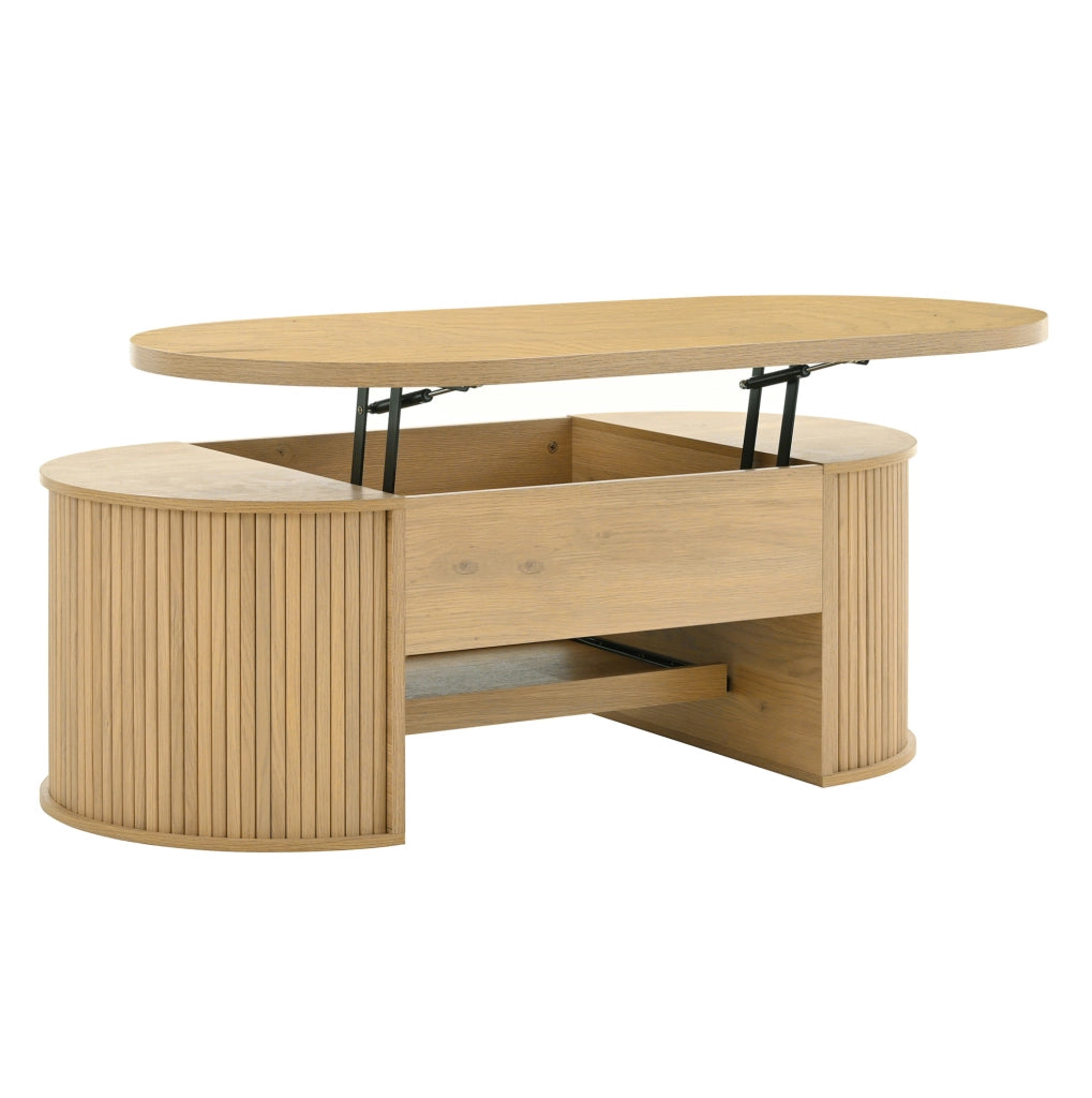 Tavolino da salotto sollevabile 110x55;5x40 cm in MDF colore legno naturale