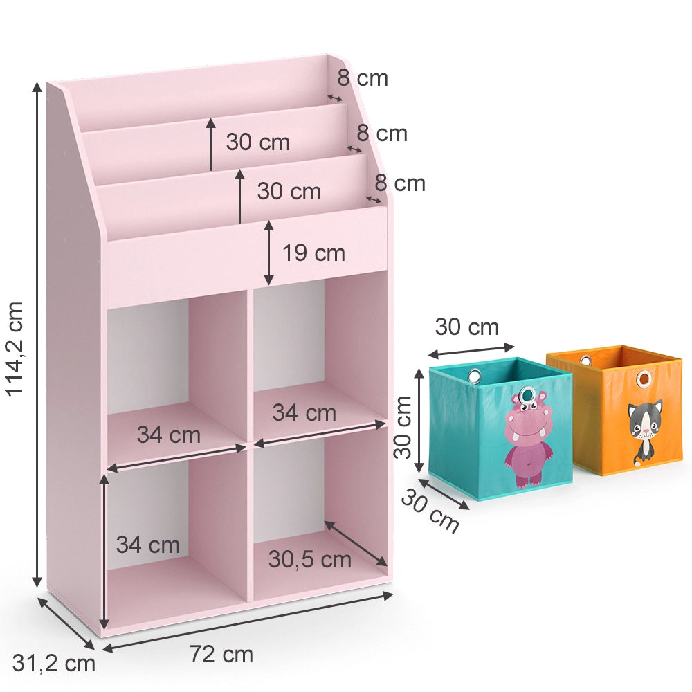 Vicco Libreria bambini rosa 72 x 114.2 cm con 2 scatole pieghevoli (colorate)