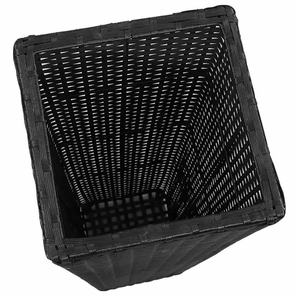 Letti Rialzati da Giardino 3 pz in Polyrattan Nero