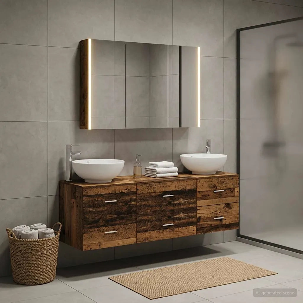 Set di mobili per il bagno 4 pcs Legno antico 3406949