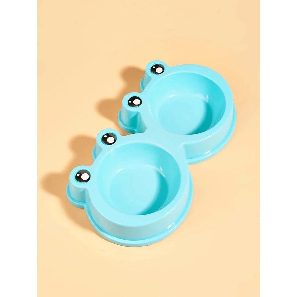 Trade Shop - Ciotola Con Design Rana Per Cane Gatto Animale Domestico Doppio Per Cibo Acqua -