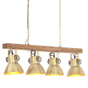 Lampada a Sospensione Industriale Ottone E27 Legno di Mango 320522