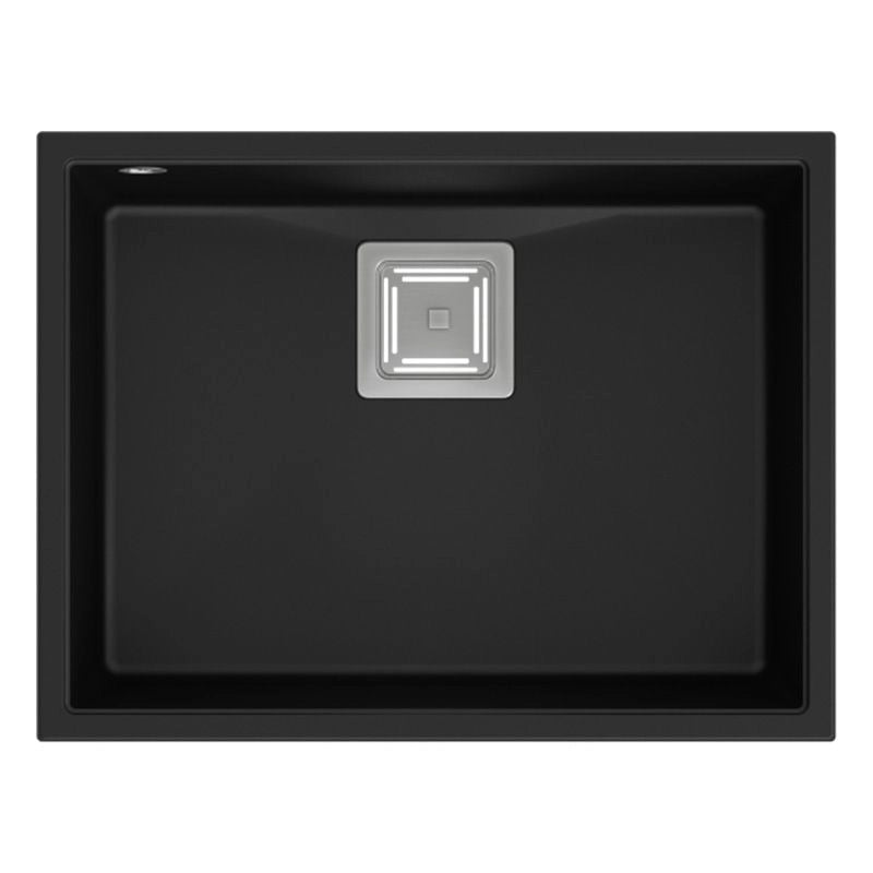 Lavello In Granito David 50 Black Tappo rame spazzolato