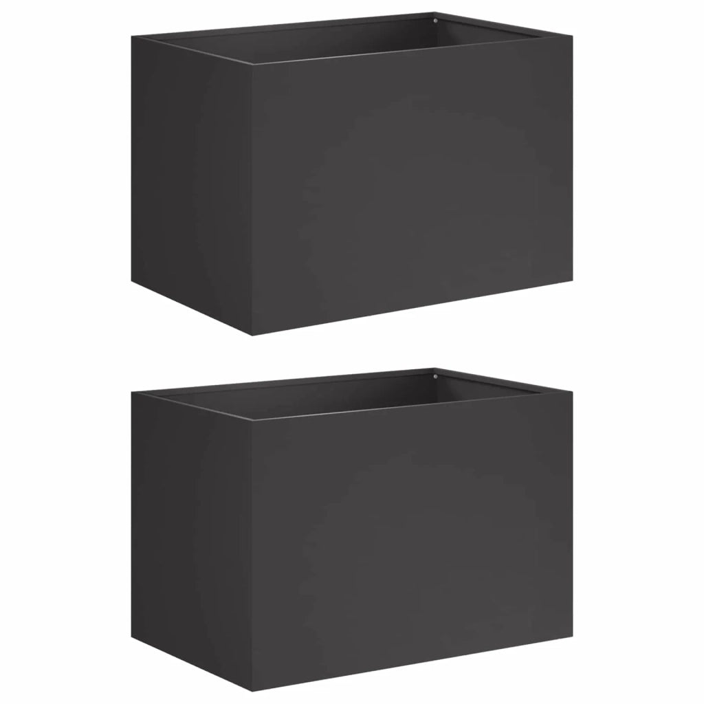 Vaso da giardino 2 pz Nero 60 x 40 x 40 cm 8005681