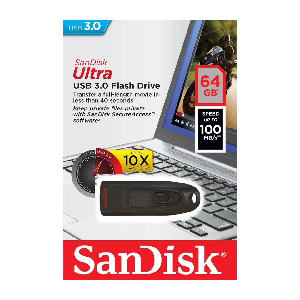 Chiavetta USB SanDisk Ultra da 64 GB USB Tipo-A 3.2 Gen 1 (3.1 Gen 1) nera