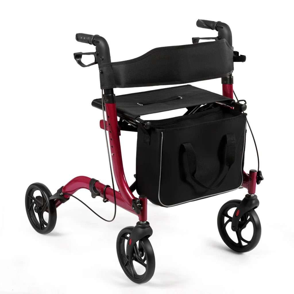 Deambulatore pieghevole a 4 ruote 74 x 61 x 82-95 cm sicurezza ottimale design ergonomico alluminio rosso 20_0011683