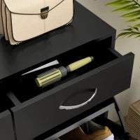Mobile Scarpiera da 12 Paia con 2 Ripiani Interni Regolabili e 2 Cassetti, in Legno, 80x30x91.5 cm, Nero