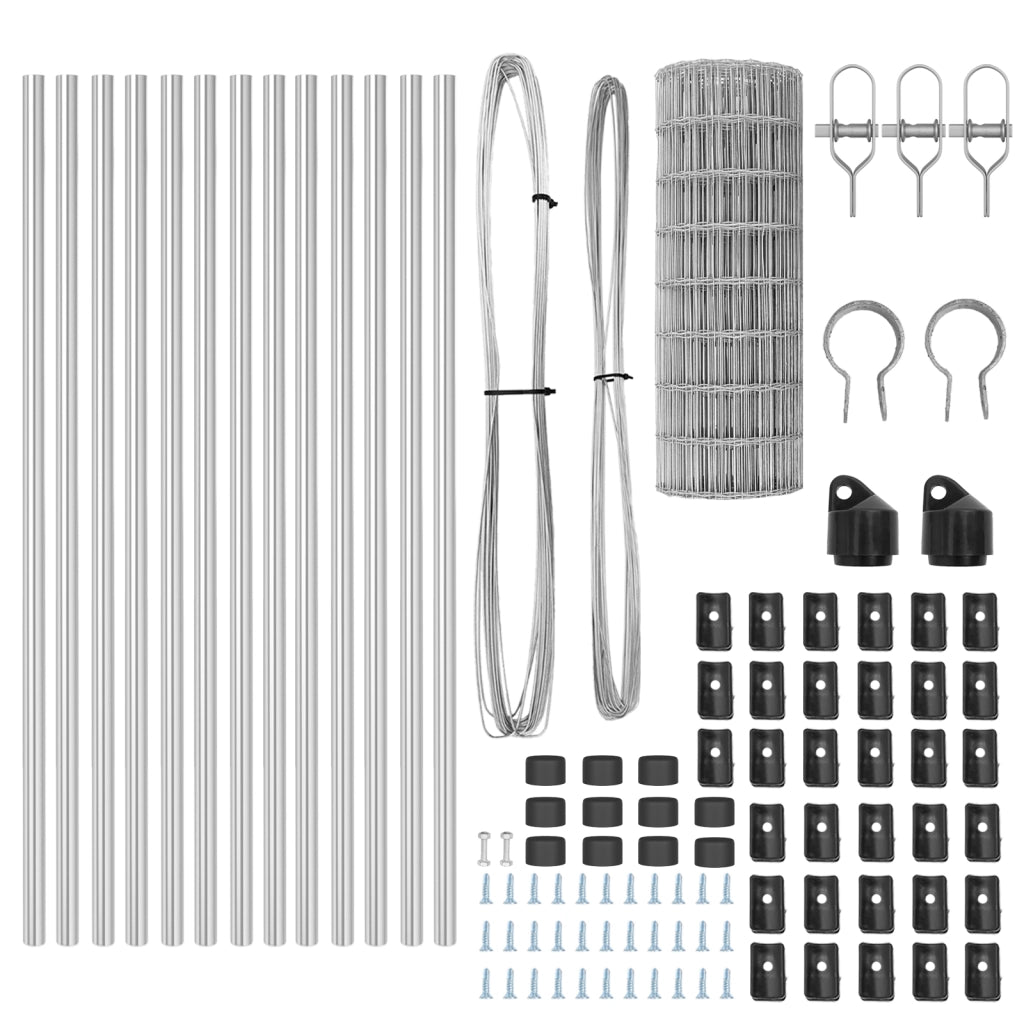 Euro Fence con 13 Pali 0.6x25 m Acciaio Galvanizzato
