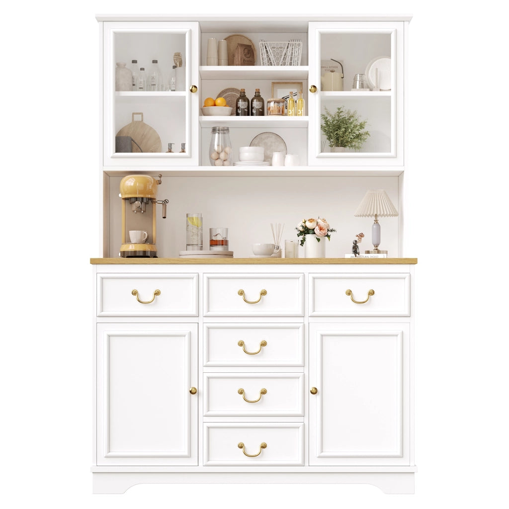Credenza Alta da Cucina con LED, USB e Prese ¨C MINIMAL ¨C Bianco