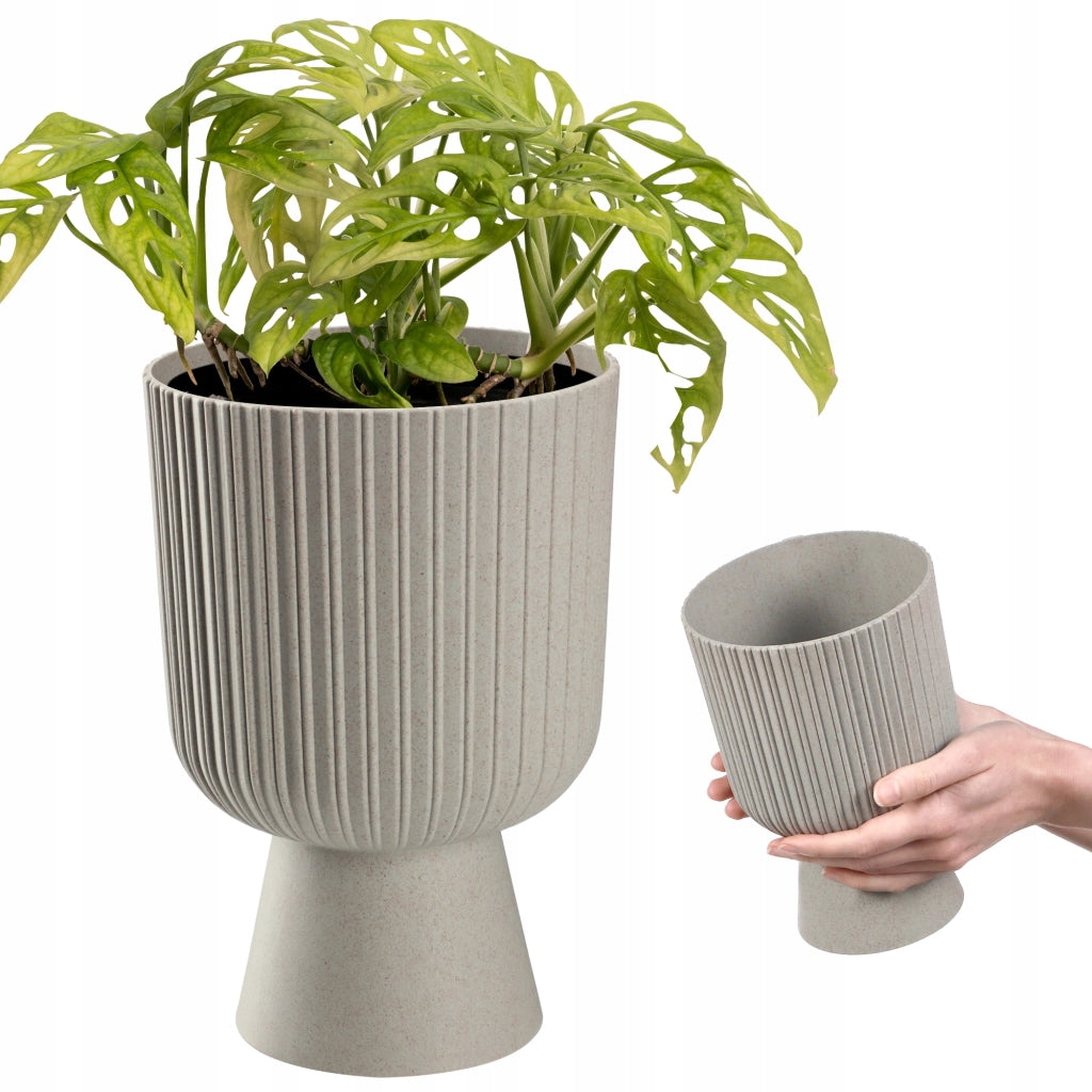 Vaso da fiori KADAX, vaso per fiori, da giardino, con coperchio in plastica, 14 cm, supporto per fiori, grigio