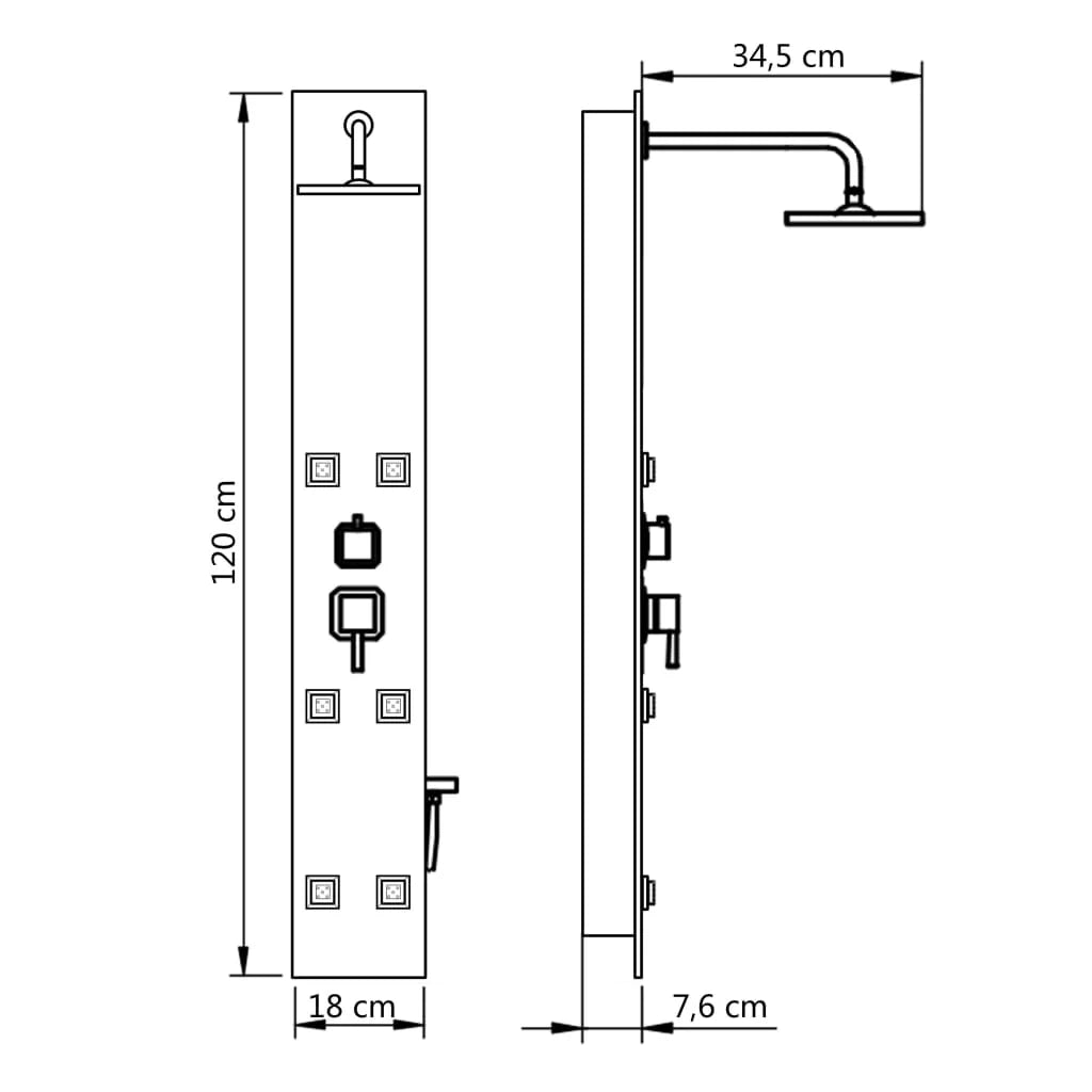 Pannello doccia con soffione rubinetto vetro acciaio inox 120 cm nero 02_0003432