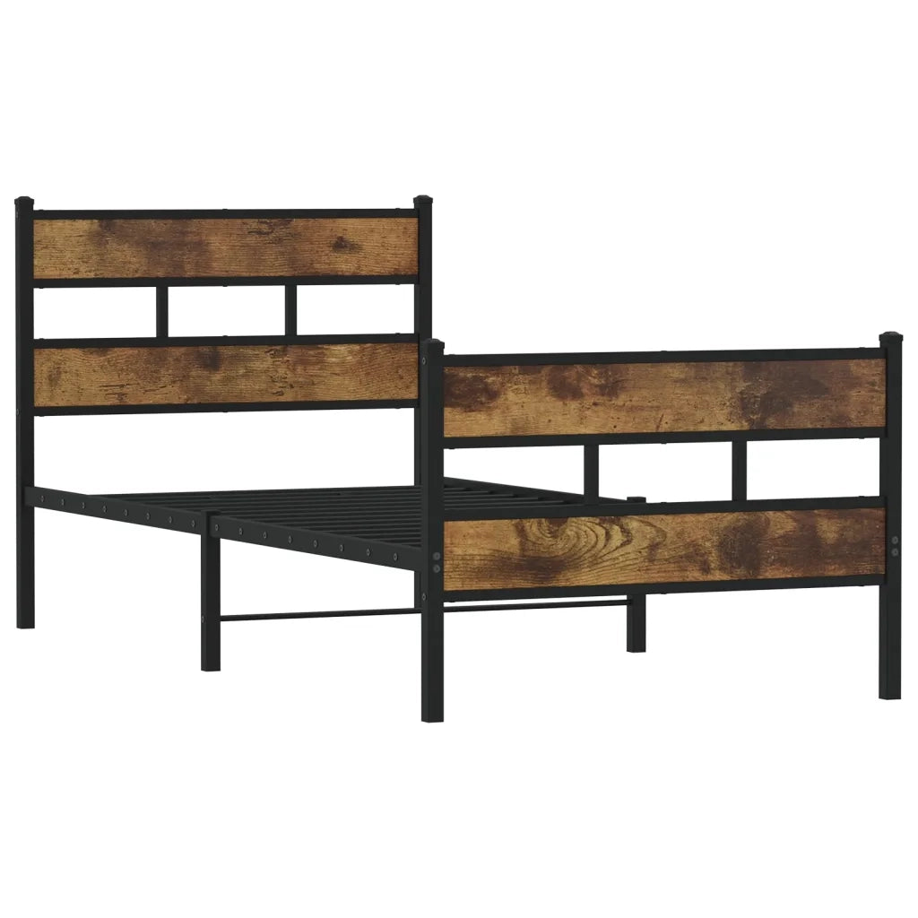 vidaXL Giroletto senza Materasso in Metallo Rovere Fumo 75x190 cm
