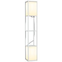 Lampada da Terra con 2 Paralumi E27 40W e 2 Ripiani  26x26x156 cm Bianco