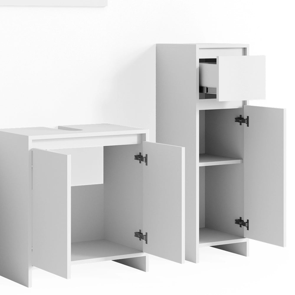 Vicco Set mobili bagno Bianco 3 parti, con mobile midi