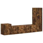 Set mobile TV 4 pz | Armadietto TV | Mobile Porta TV Rovere fum¨¦ Legno multistrato
