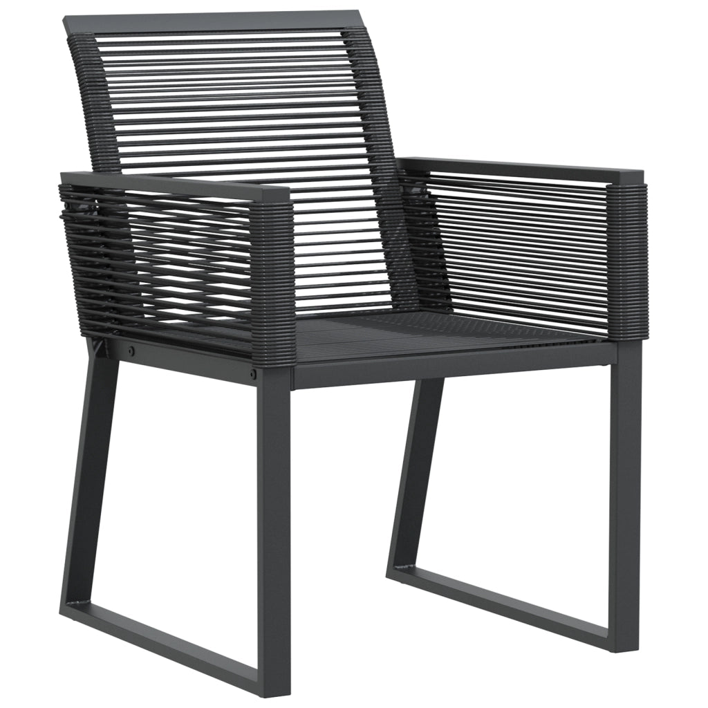 Set da Pranzo da Giardino 6 Pezzi in Acciaio Nero e Polyrattan