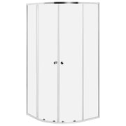 Box doccia semicircolare in vetro temperato con telaio in alluminio argento e porta singola 90 x 90 x 190 cm dal design moderno