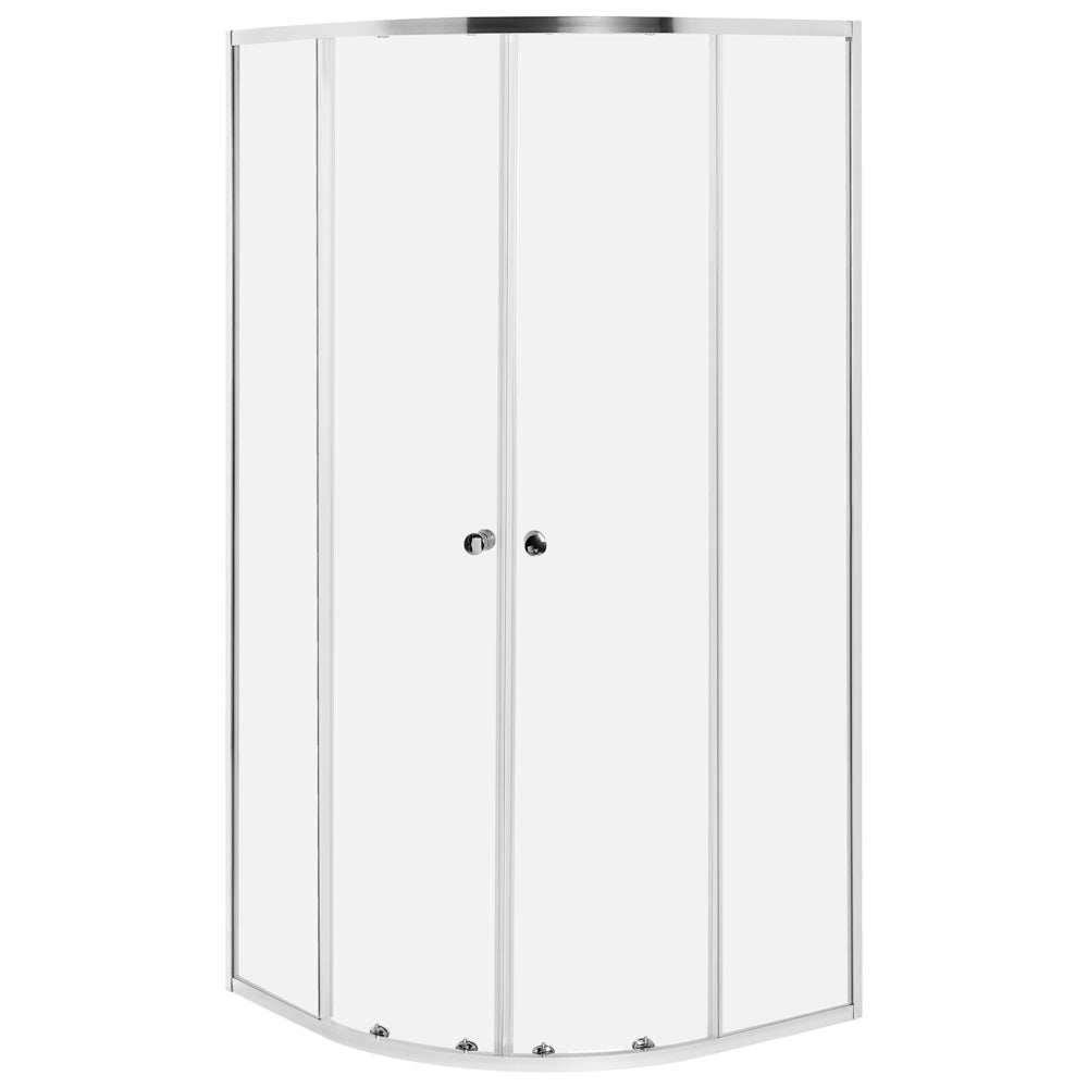 Box doccia semicircolare in vetro temperato con telaio in alluminio argento e porta singola 90 x 90 x 190 cm dal design moderno