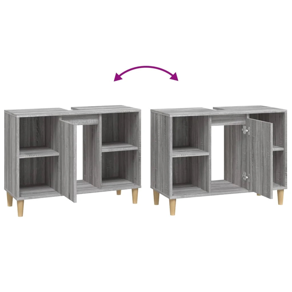 Mobile sottolavabo per bagno 80 x 33 x 60 cm in legno ingegnerizzato grigio 02_0006850