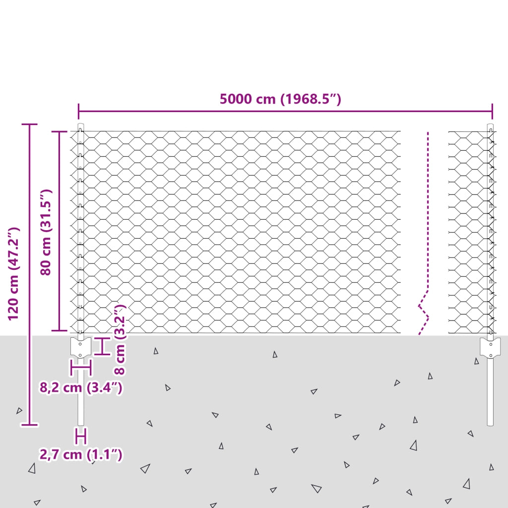 Posti per Recinzione 11 pz U-Channel 80 cm Acciaio Galvanizzato