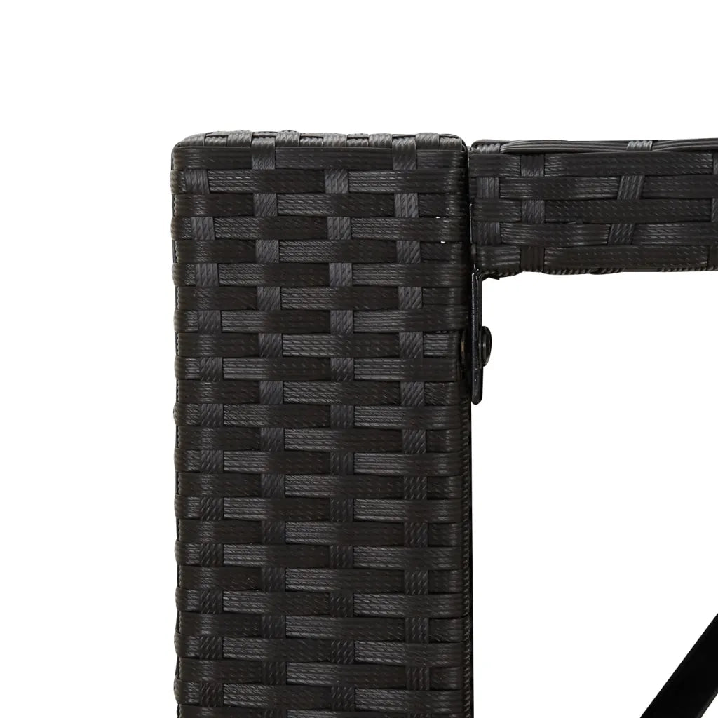 Tavolo Bar con Piano in Vetro Nero 145x80x110 cm Polyrattan 362597