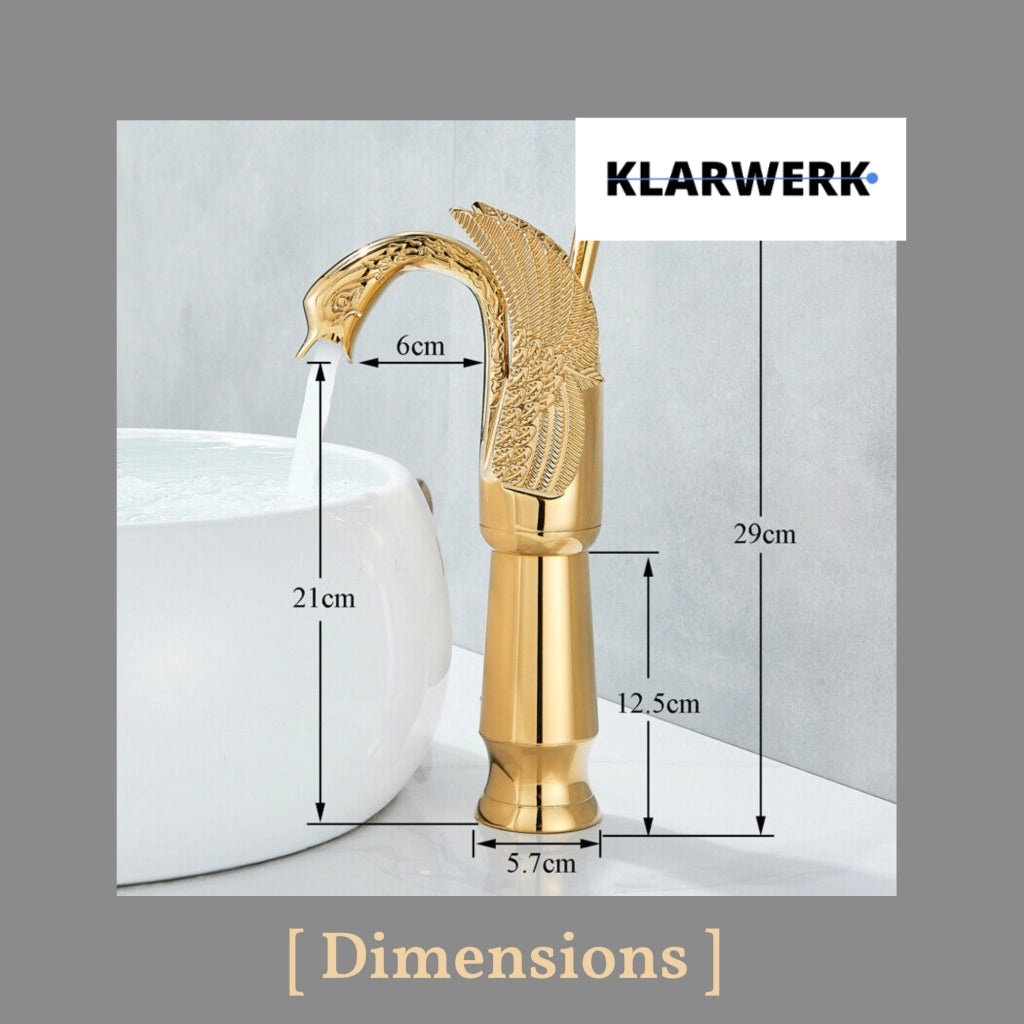 ADRIAN | Rubinetto da bagno alto di design in acciaio inossidabile con aspetto cigno | per lavabo di lusso dorato per ristorazione alberghiera |
