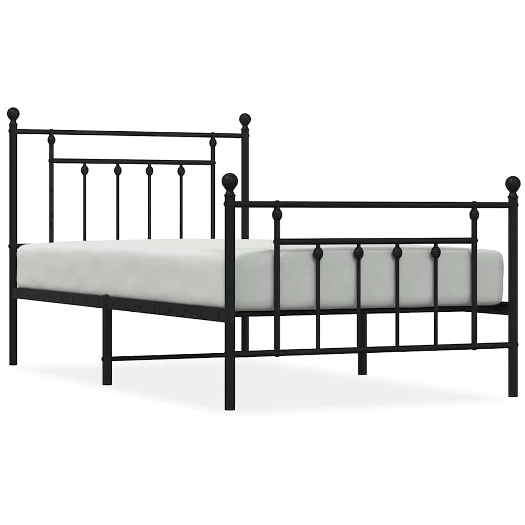 Giroletto con Testiera e Pediera Metallo Nero 100x190 cmcod mxl 129753