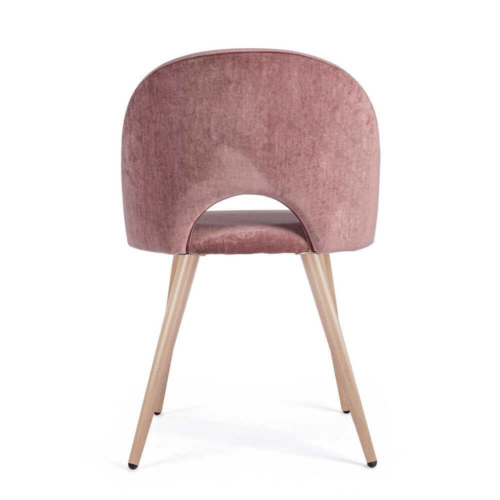Set di 4 Sedie Imbottite in Velluto con Gambe Effetto Legno - MARINA