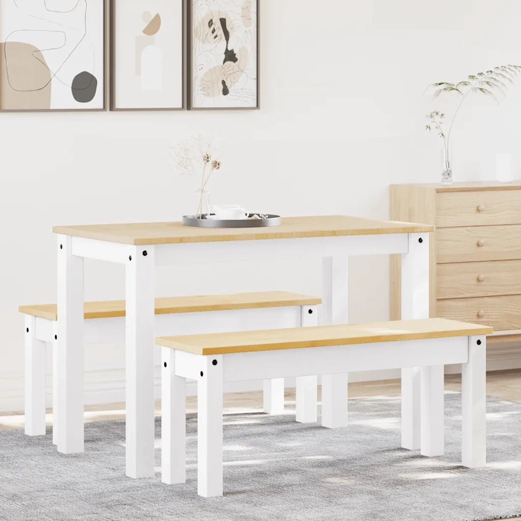 Set da Pranzo 3 pz PANAMA Bianco in Legno Massello di Pino 3345166