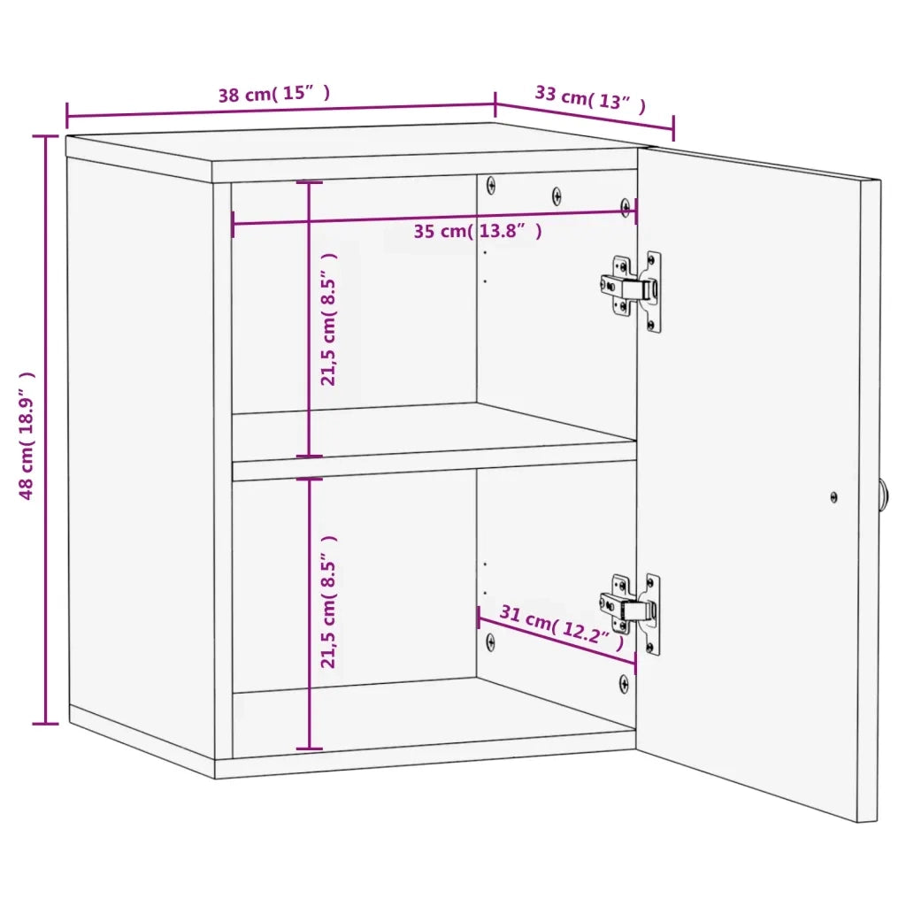 Mobile da Bagno a Parete Nero 38x33x48 cm Legno Massello Mango 356839