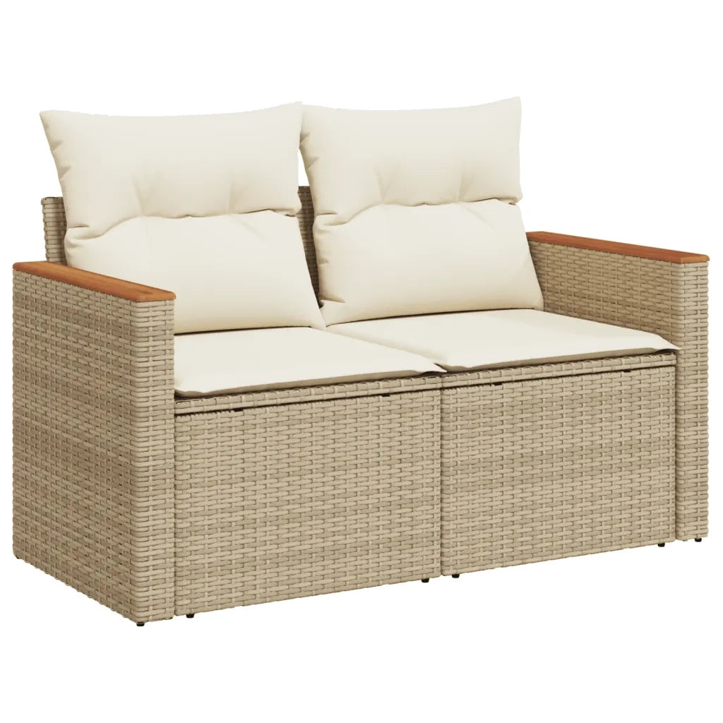 Set Divani da Giardino 7 pz con Cuscini Beige in Polyrattan 3226205