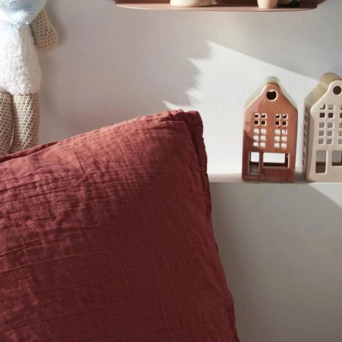 Completo letto - TODAY - 123334 - 1 persona - 140x200 cm - Garza di cotone tinta unita - Terracotta