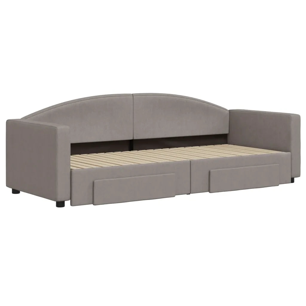 Divano Letto Estraibile con Cassetti Tortora 80x200 cm Tessuto