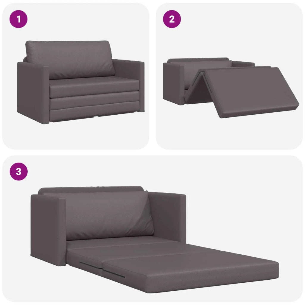 Divano letto | Sof¨¤ letto | Letto singolo Grigio 124 x 71 x 78 cm Pelle Artificiale