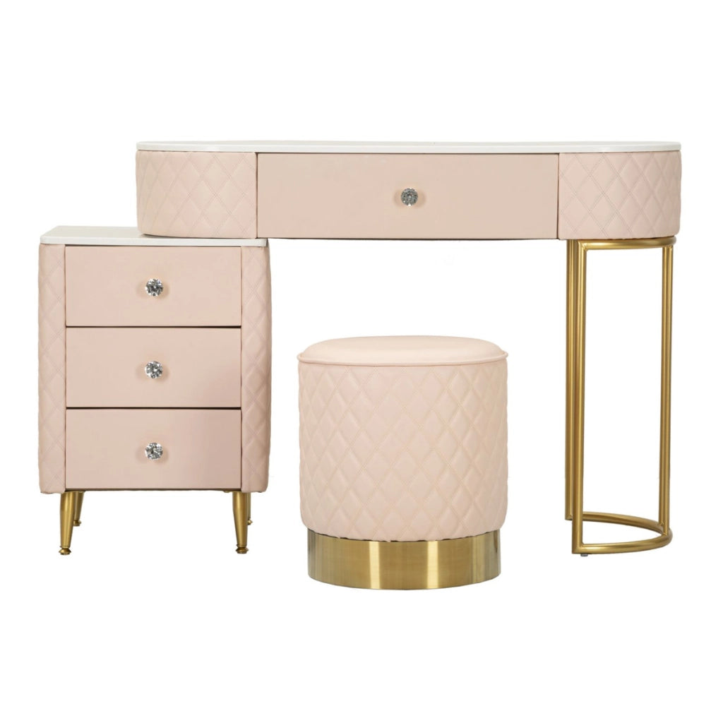 Consolle Trucco VKH22, Rosa, Legno, 120x40x75 cm