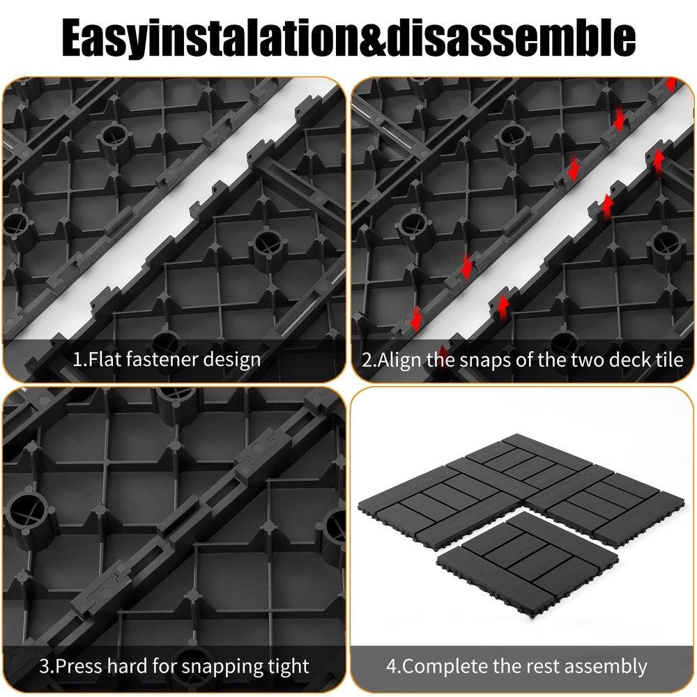 Piastrelle da Pavimento Interlocking per Esterni ¨C MINIMAL ¨C 44 pcs, Grigio Scuro, Balcone e Terrazza