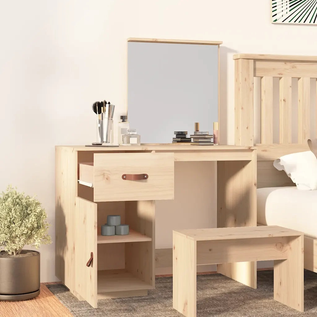 Toeletta | Tavolo da Trucco 95x50x134 cm in Legno Massello di Pino